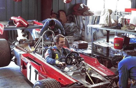 Niki Lauda in his Ferrari.