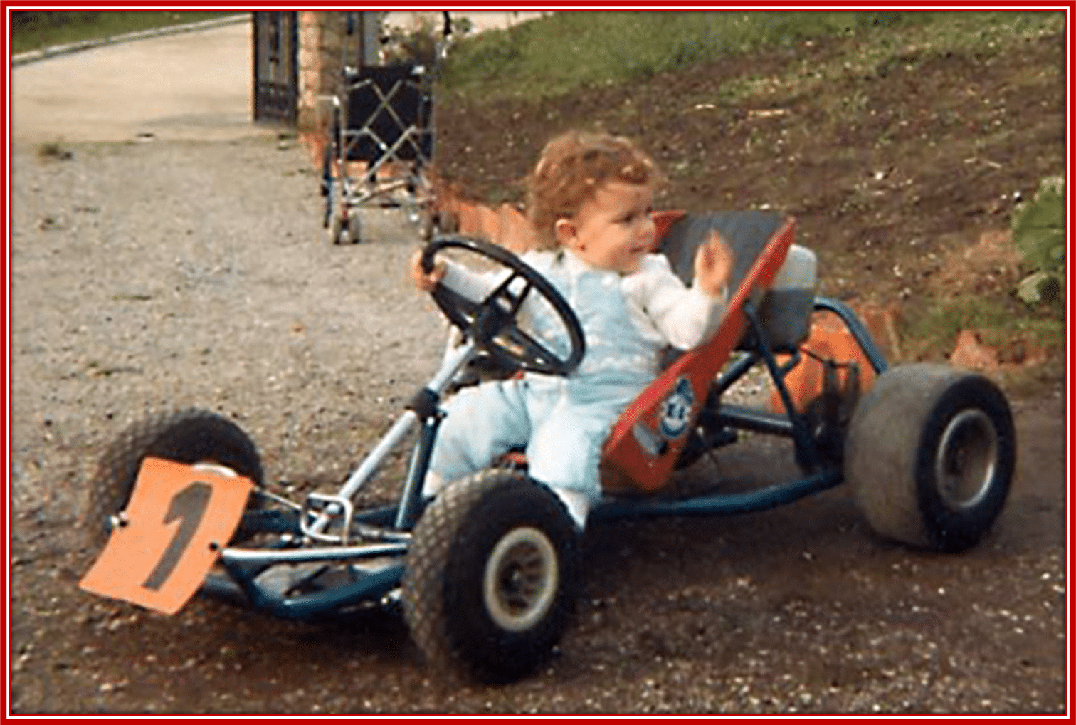 A baby Fernando Alonso in a go kart.