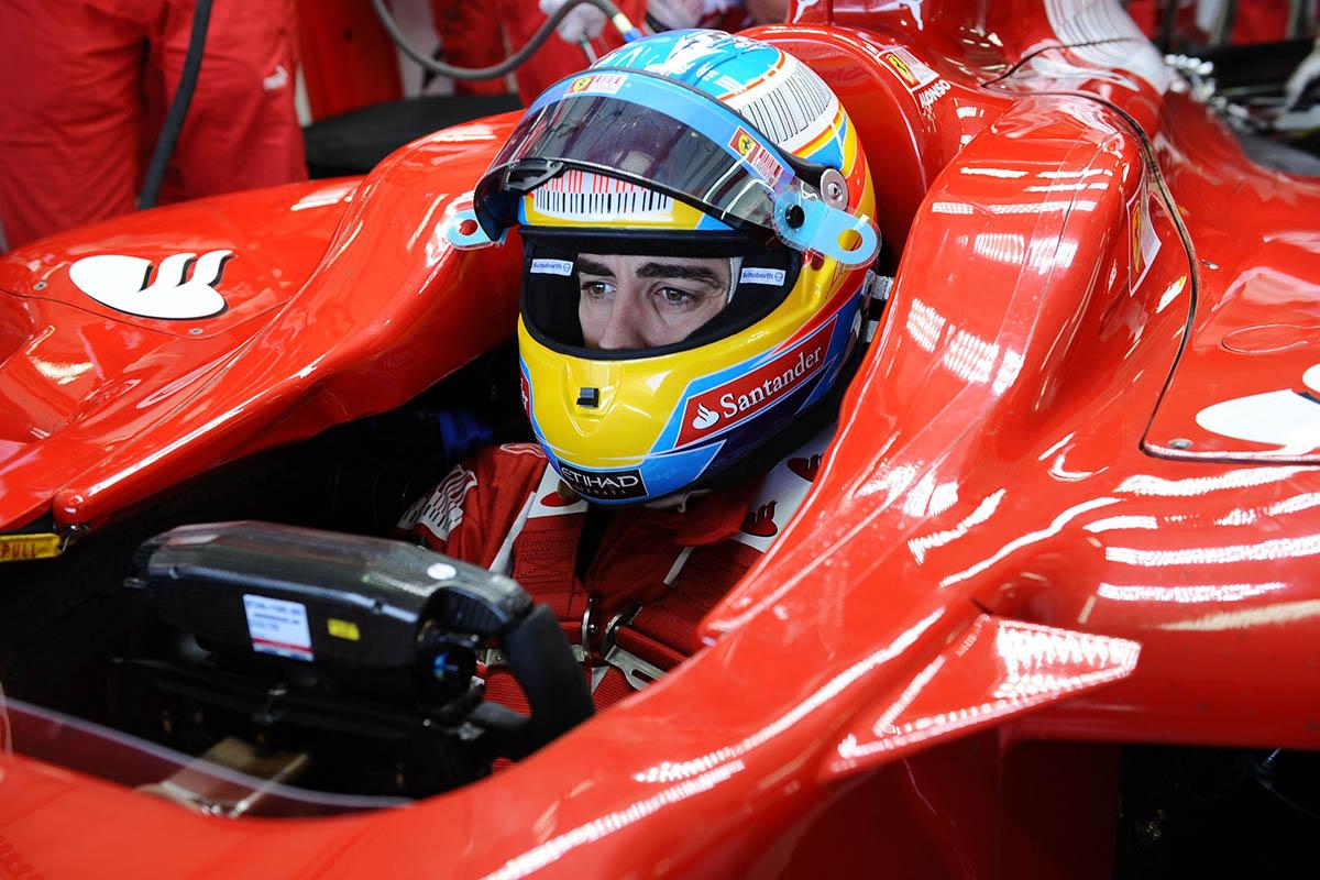 Fernando Alonso in a Ferrari.
