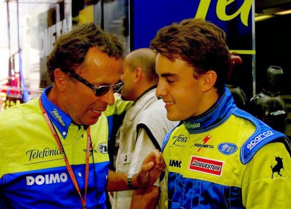 Fernando Alonso at Minardi with Cesare Fiorio.