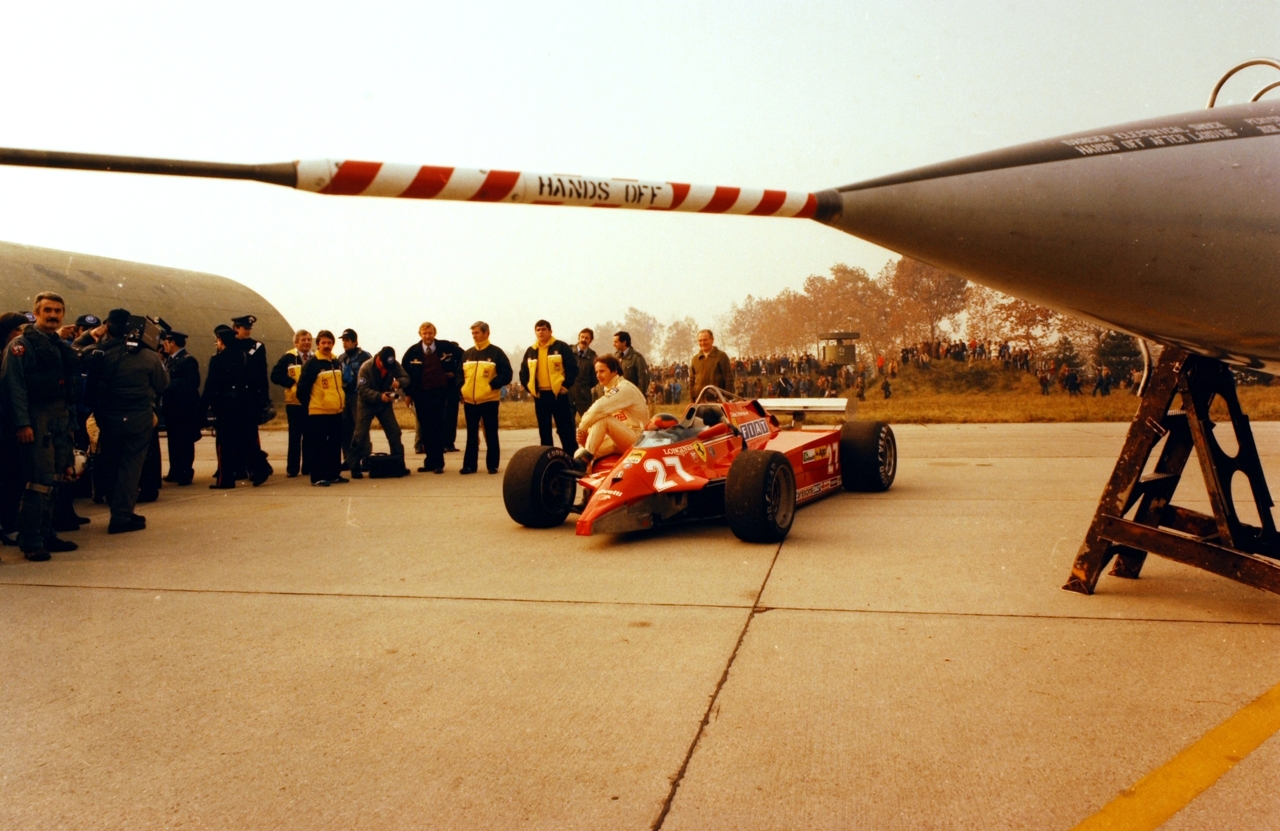 Gilles Villeneuve and his Ferrari F1.