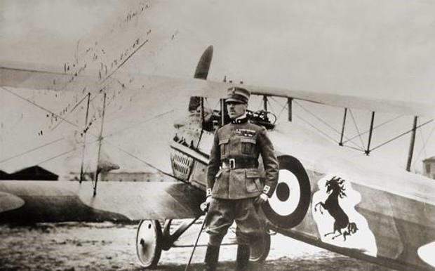 Francesco Baracca and his airplane.