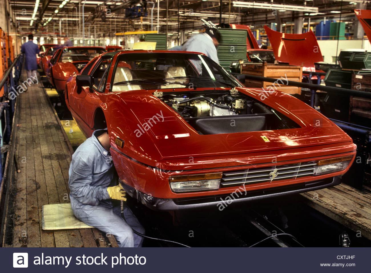 Ferrari Maranello factory in 1987. 328 assembly-line.