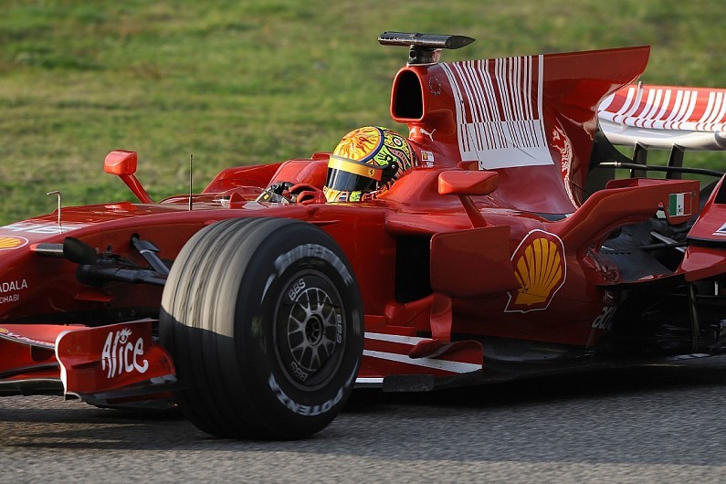 Valentino Rossi in a Ferrari F1 at Mugello.