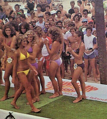 Vintage Myrtle Beach S.C. Tan Bikini Girl Hawaiian Tropic Contest.