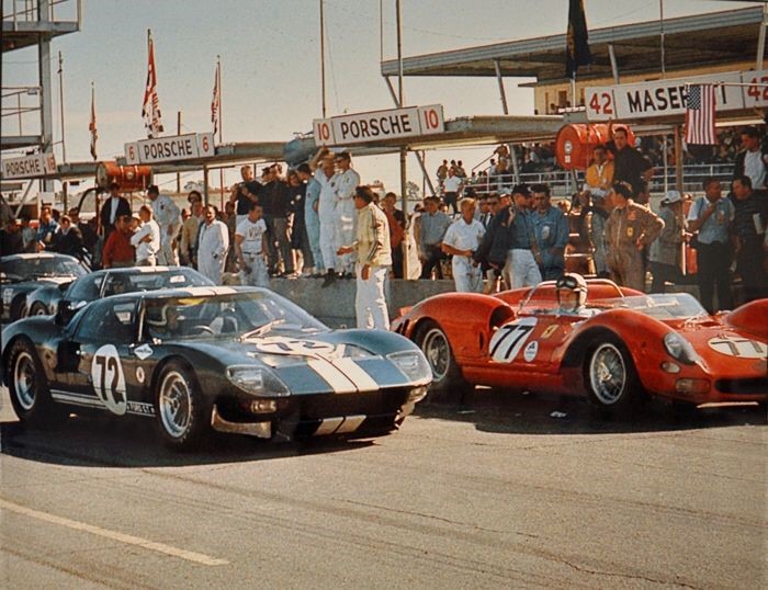 The Ford GT, next to its arch nemesis, the Ferrari 330 P4.