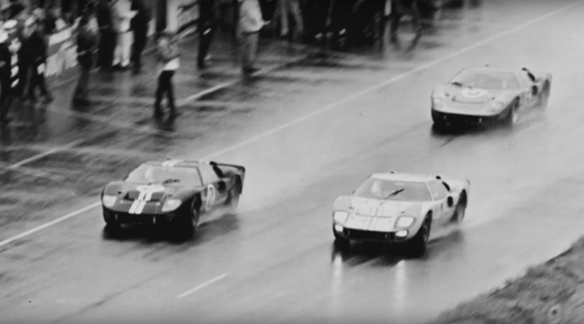 The Ford GT40's iconic 1-2-3 photo finish.