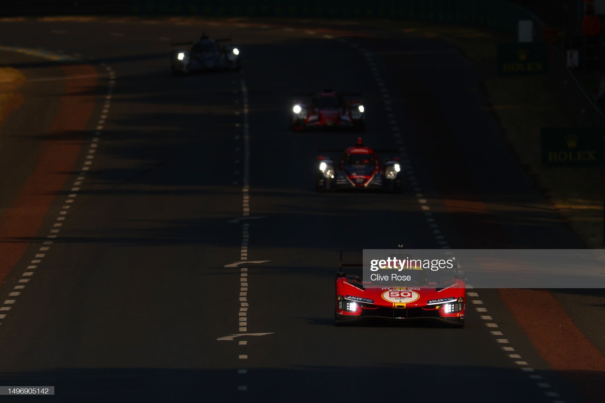 The Ferrari 499P AF Corse of Antonio Fuoco, Miguel Molina and Nicklas Nielsen drives during practice for the 100th anniversary 24 Hours of Le Mans race at the Circuit de la Sarthe on June 07, 2023 in Le Mans, France. 