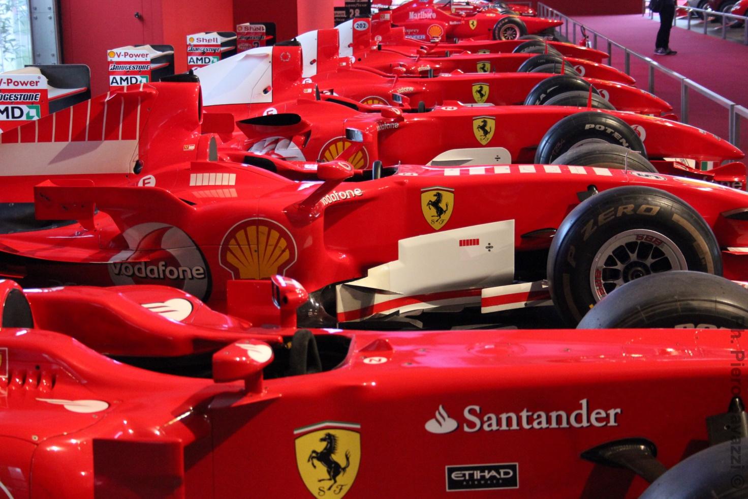 Photo of many red Ferrari cars
