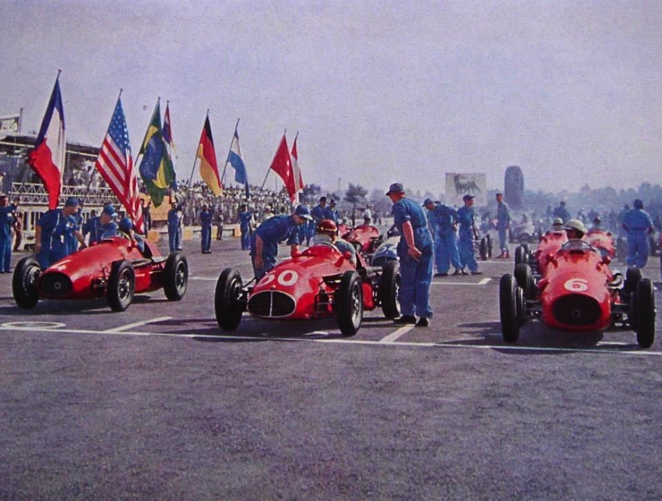 Three red racing cars.