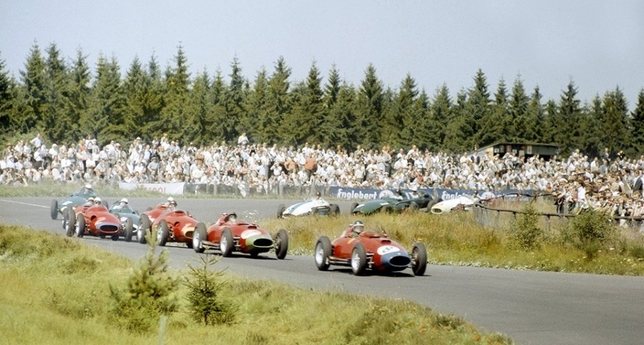 Double podium finish for Ferrari with Mike Hawthorn and Peter Collins in the 1957 German GP.