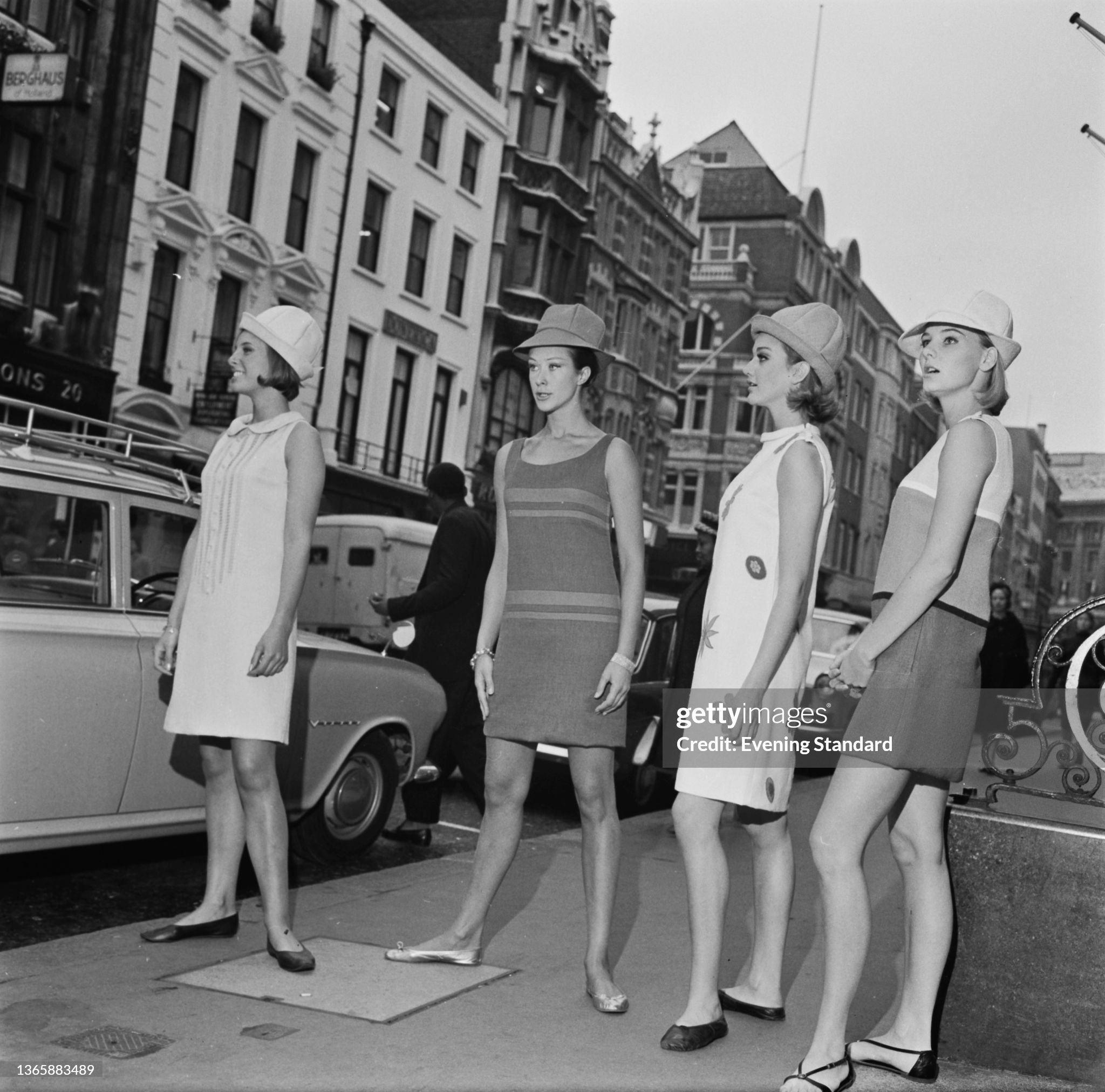 Models wearing Bermuda shift dresses, London, UK, 3rd October 1963. 