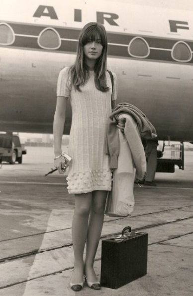 Françoise Hardy leaving for Venice in August 1965.