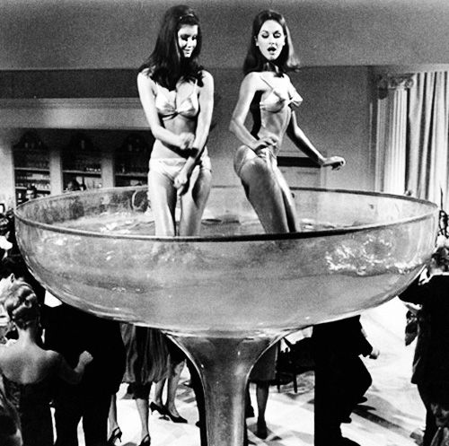 Roseann Williams and Tara Glynn dance in a giant champagne glass in Criss Cross, later re-named P.J., in 1968.