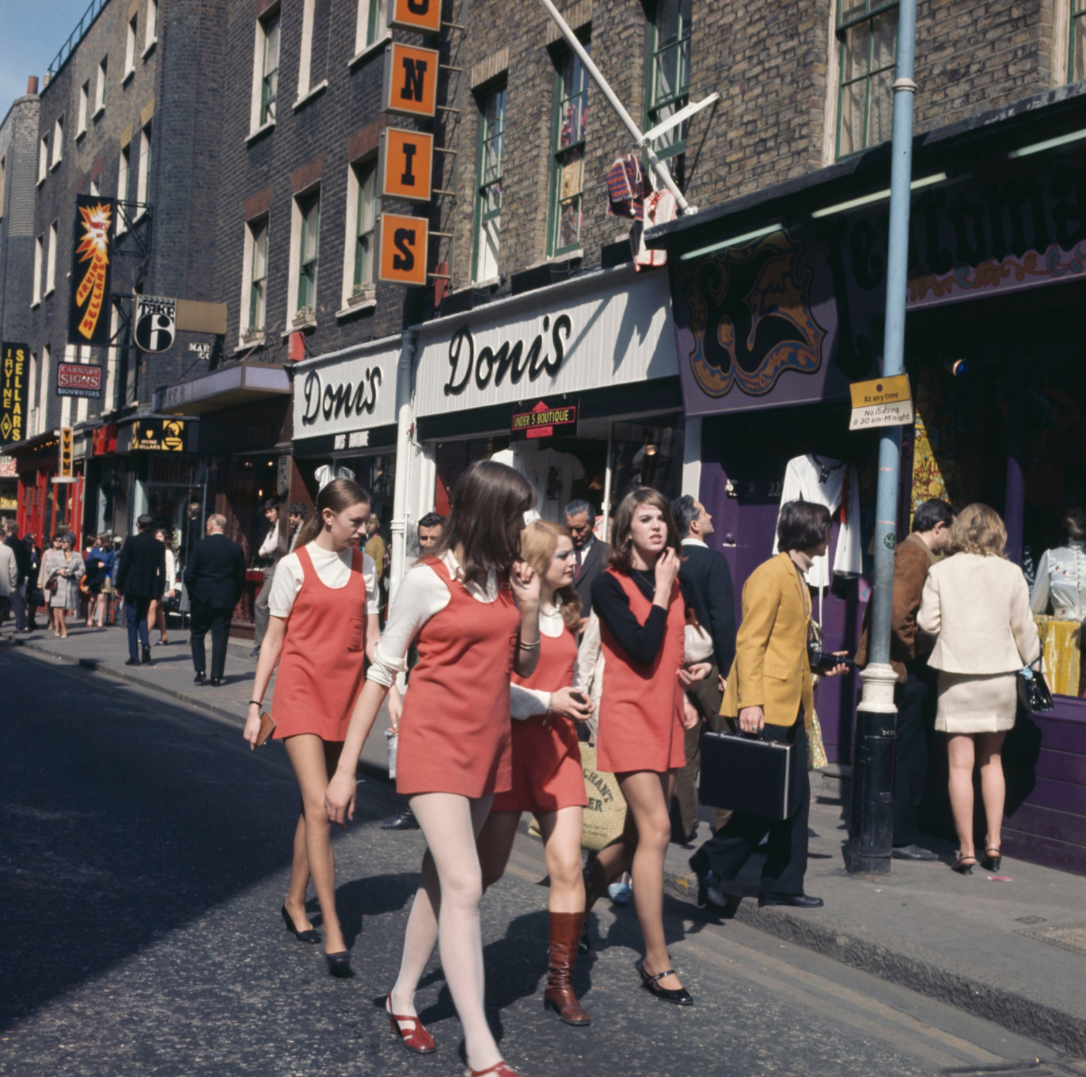 Shoppers on Carnaby street, London, circa 1968. 