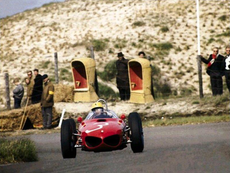 A vintage Ferrari in action.