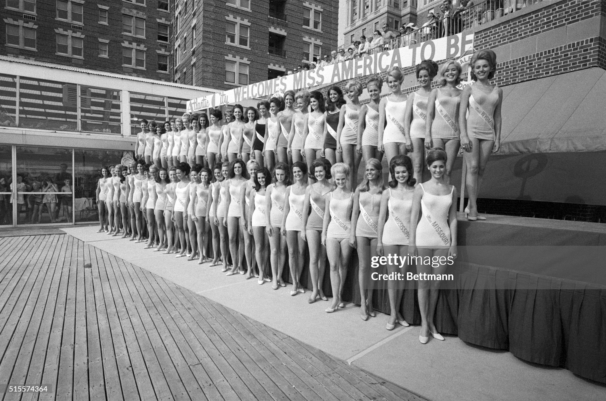 From this bevy of beautiful young girls in their swim suits at Atlantic City, N.J., one will be chosen Miss America 1970 when the annual beauty pageant comes to a close on September 06th 1969. 
