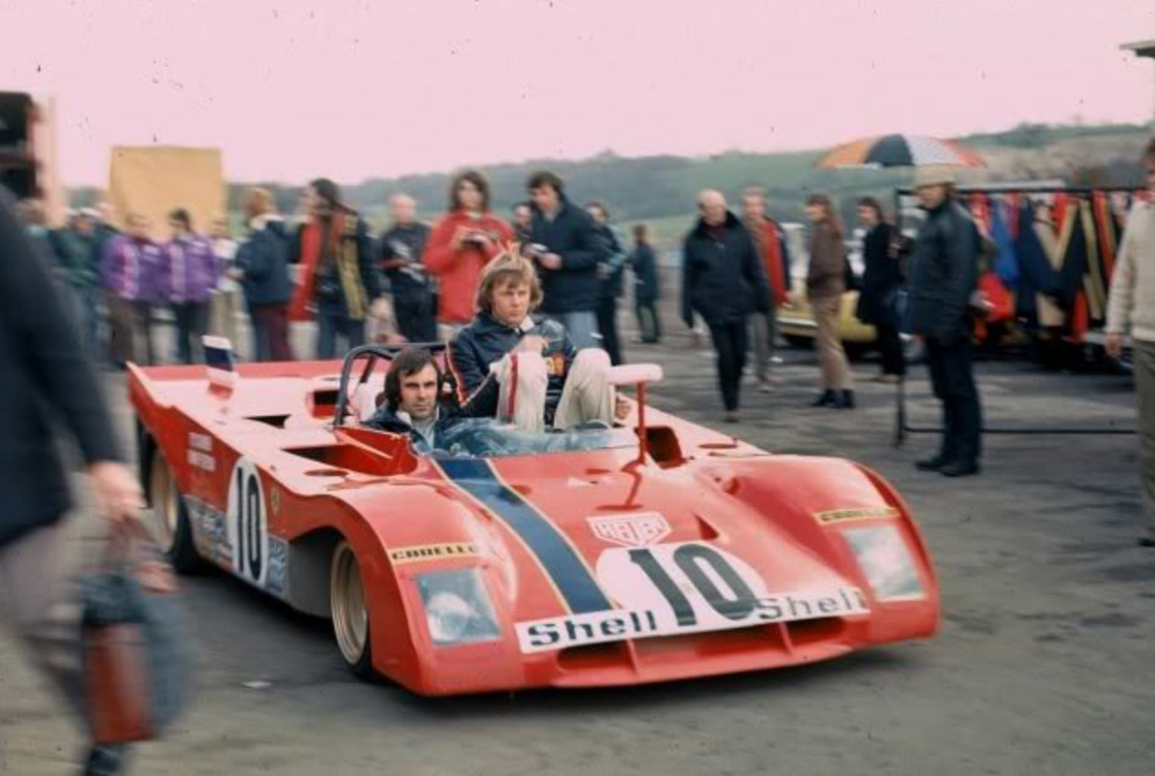 Tim Schenken and Ronnie Peterson in the Ferrari 312PB n.10 (P2) at the Brands Hatch 1000 km on April 16 1972.
