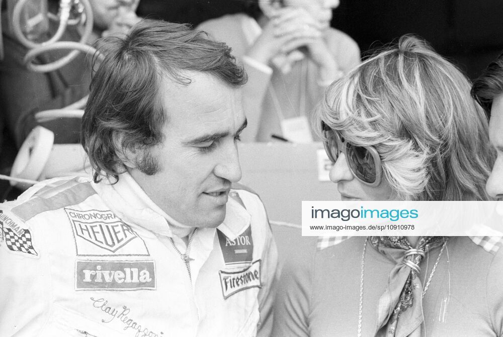 Clay Regazzoni, Ferrari, with a girl on 04 June 1972.