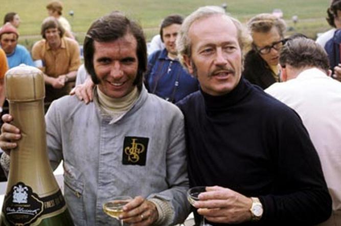 Emerson Fittipaldi and Colin Chapman at the British Grand Prix in Brands Hatch on 17 July 1972. 