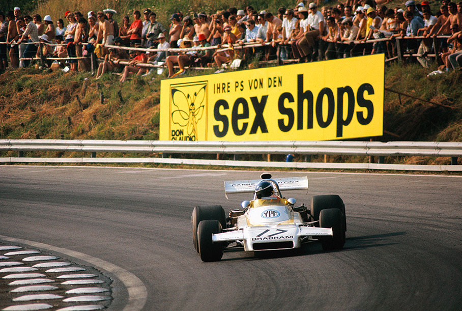 Carlos Reutemann, Brabham, at Zeltweg, Austria, on 13 August 1972.