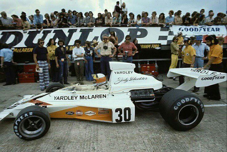 Jody Scheckter, Yardley McLaren Ford, at the British Grand Prix in Silverstone, England, on 14 July 1973.