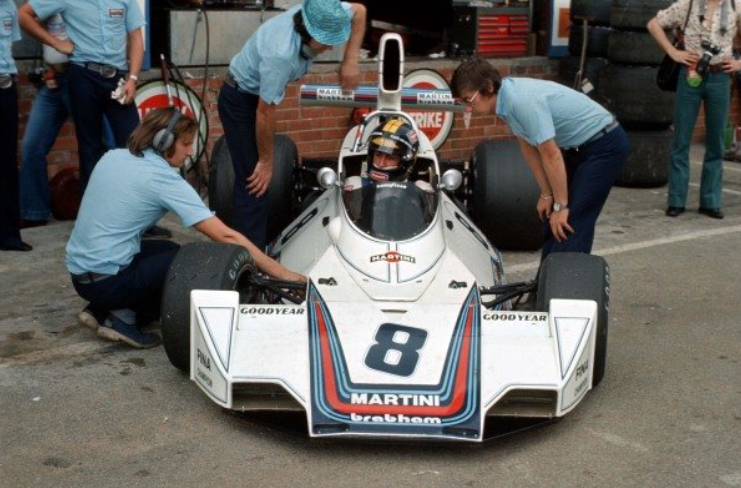 Carlos Pace, Brabham, at the South African Grand Prix in Kyalami on 01 March 1975. 