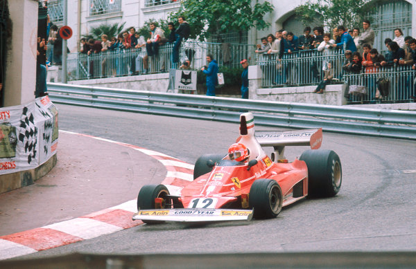 Niki Lauda, Ferrari, at the Monaco Grand Prix on 11 May 1975. 