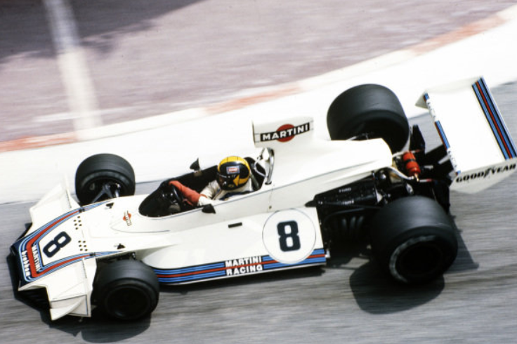 Carlos Pace, Martini Brabham BT 44B, at the Monaco Grand Prix on 11 May 1975.