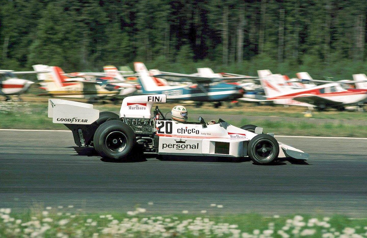 Damien Magee, Williams-Ford FW03, at the 1975 Swedish Grand Prix in Anderstorp.