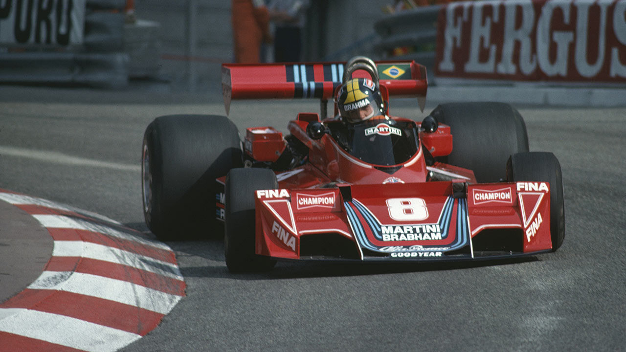 Carlos Pace drives the n.8 Martini Racing Brabham BT45 Alfa Romeo Flat-12 during the Formula One Grand Prix of Monaco on 30th May 1976.