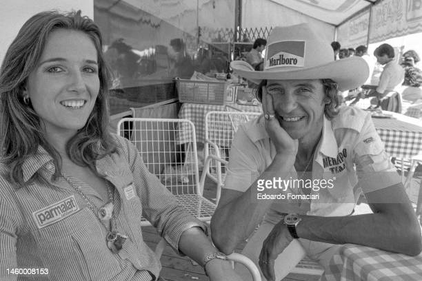 Arturo Merzario with an unidentified woman at the Italian Grand Prix in Monza, Italy, on 11 September 1976. 