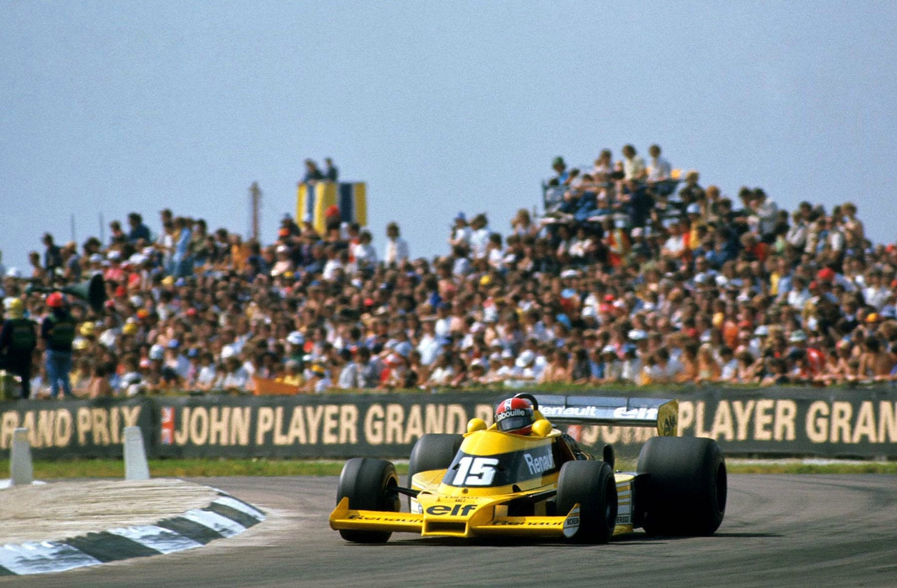 Jean Pierre Jabouille, Renault Turbo, at Silverstone on 16 July 1977.