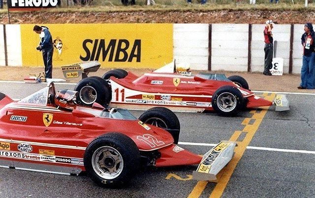 Gilles Villeneuve and Jody Scheckter at the 1979 South African Grand Prix in Kyalami on 03 March 1979.
