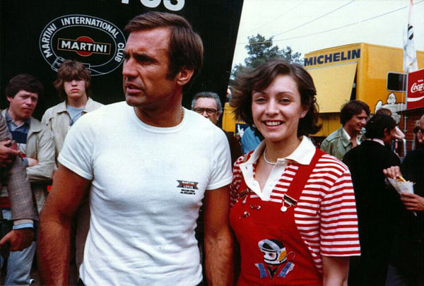 Carlos Reutemann with a fan, Marie Jeanne, at the Belgian Grand Prix in Zolder on 13 May 1979.