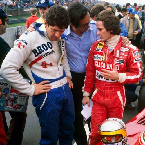 Jody Scheckter and Gilles Villeneuve at the Belgian Grand Prix in Zolder on 13 May 1979.