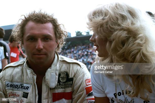 Jochen Mass, Arrows-Ford A2, with a blonde girl at the German Grand Prix in Hockenheim on 29 July 1979. 