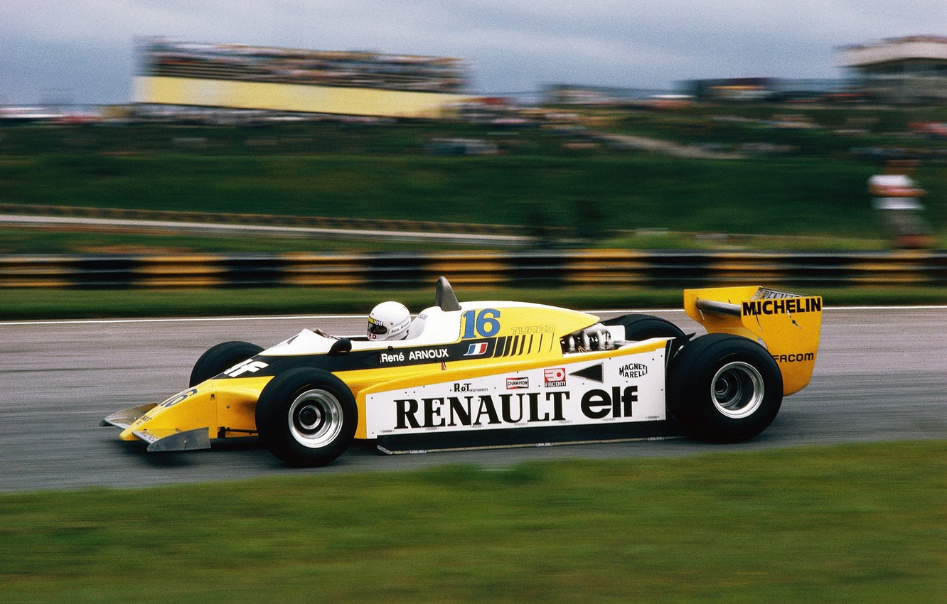 René Arnoux, Renault RE20 F1, in 1980.