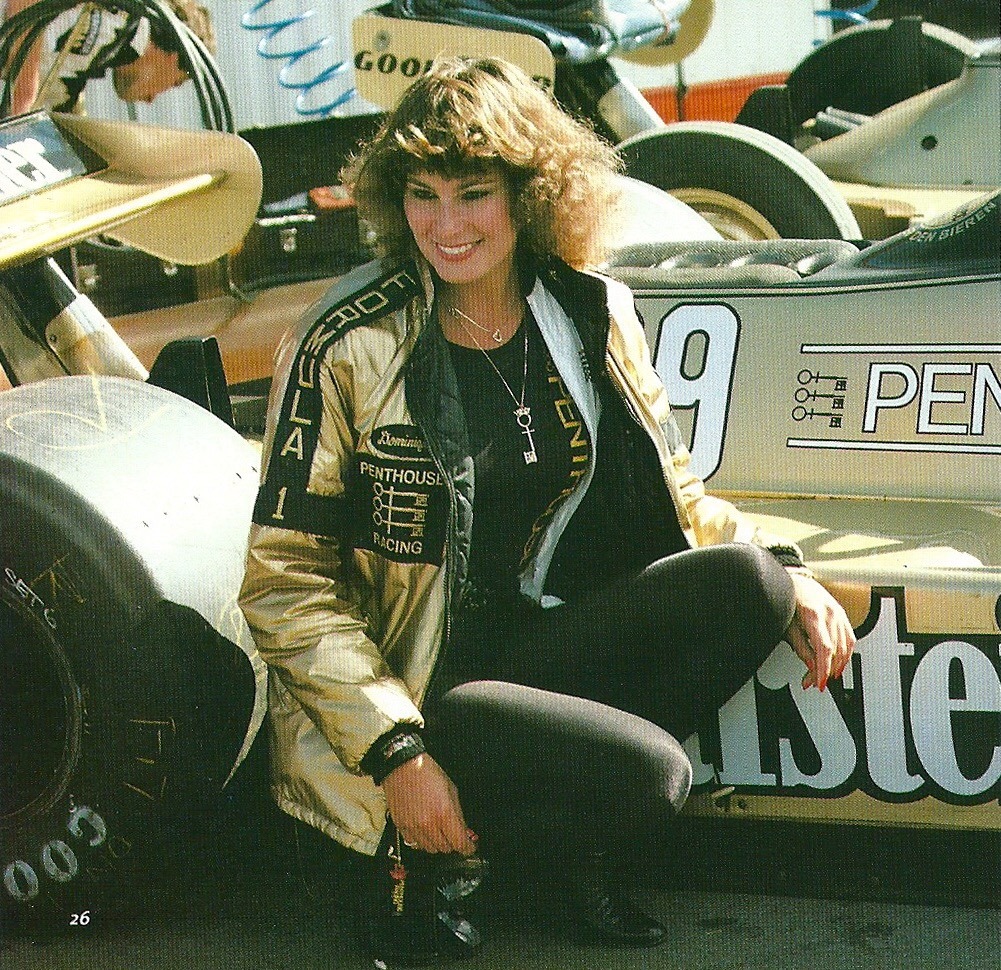 A Penthouse promotion girl in front of an Arrows in 1980.