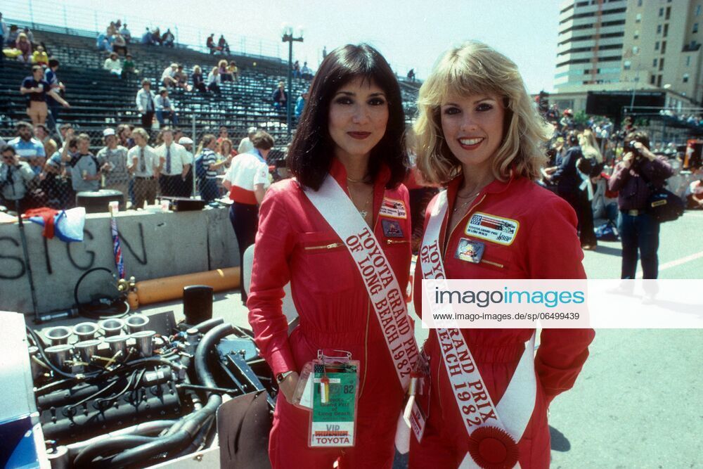 Two Toyota promotional girls at the US West Grand Prix in Long Beach on 04 April 1982.