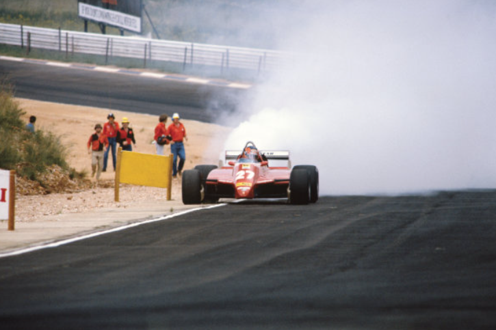 Patrick Tambay, Ferrari 126C3, with smoke at the rear on Sunday 11 September 1983.