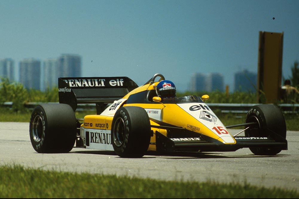 Patrick Tambay, Renault, at the Brazilian Grand Prix on 25 March 1984.