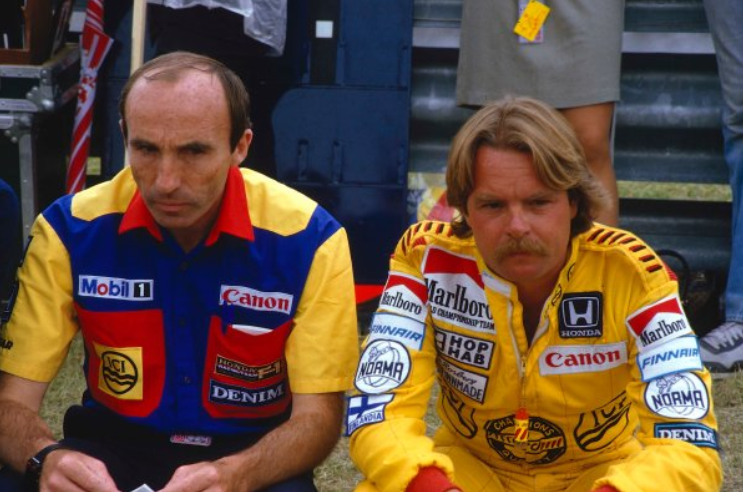Frank Williams and Keke Rosberg in 1985.