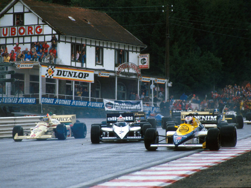 The start of the Belgian Grand Prix at Spa on 15 September 1985.
