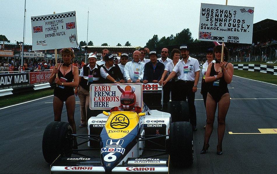 Nelson Piquet, Williams, at Brands Hatch on 13 July 1986.