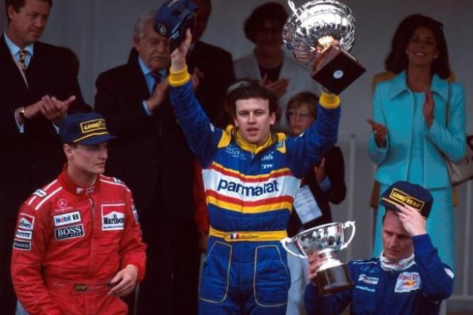 Olivier Panis wins the chaotic Monaco Grand Prix on 19 May 1996.
