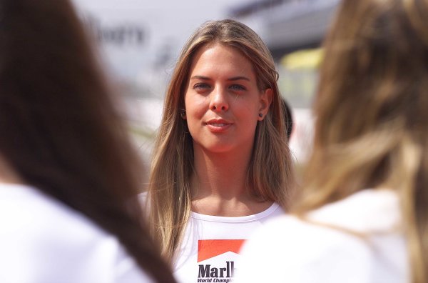 A Marlboro girl at the Spanish Grand Prix at the Circuit de Catalunya in Montmeló on 07 May 2000.