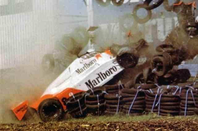 A McLaren having an accident.