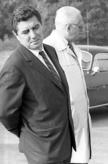 Franco Gozzi with Enzo Ferrari in 1968. 