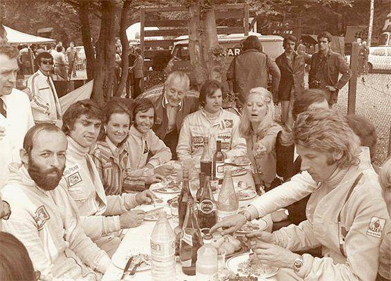Henri Pescarolo, Francois Cevert, Maria Helena and Emerson Fittipaldi, Jean Pierre Jabouille, F2 on May 05, 1972 at Rouen.